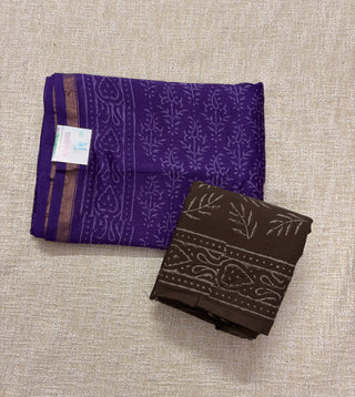 Handblock Chanderi Suit Material with Chanderi Dupatta