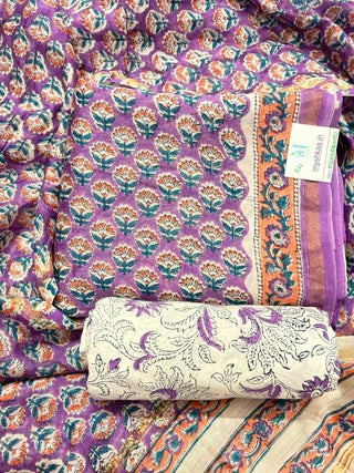 Handblock Chanderi Suit Material with Chanderi Dupatta
