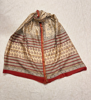 Red Handblock Chanderi Suit Material with Chanderi Dupatta