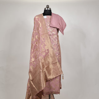 Mauve color Party Wear Banarasi silk Suit Fabric and silk dupatta