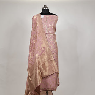 Mauve color Party Wear Banarasi silk Suit Fabric and silk dupatta