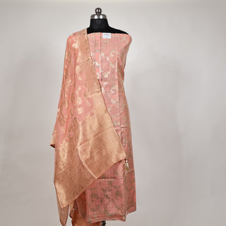 Peach color Party Wear Banarasi silk Suit Fabric and silk dupatta