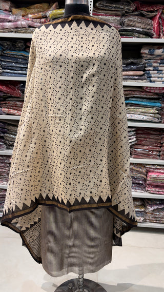 Handblock Chanderi Suit Material with Chanderi Dupatta(Lining Included)