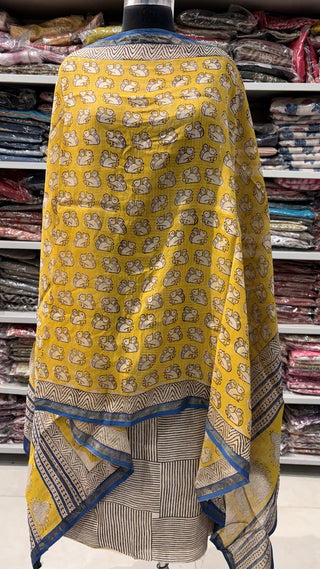 Handblock Chanderi Suit Material with Chanderi Dupatta(Lining Included)