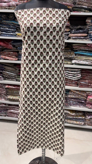 Cotton Handblock Office Wear Suit fabric with Kota doria Dupatta