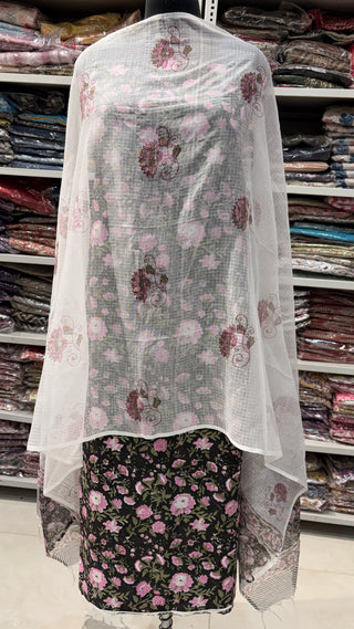 Cotton Handblock Office Wear Suit fabric with Kota doria Dupatta