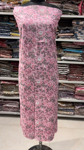 Premium Cotton Block Print Office Wear Suit fabric with Kota Doria Dupatta (44 inch width)