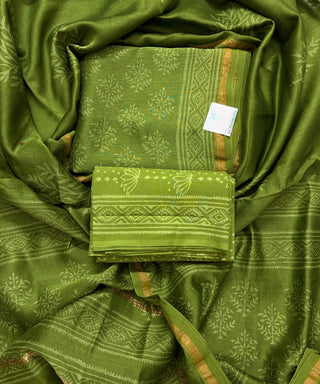 Handblock Chanderi Suit Material with Chanderi Dupatta