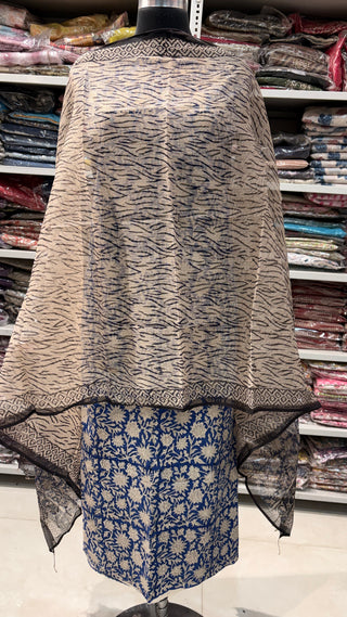 Cotton Handblock Office Wear Suit fabric with Kota doria Dupatta