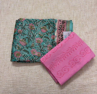 Handblock Chanderi Suit Material with Chanderi Dupatta