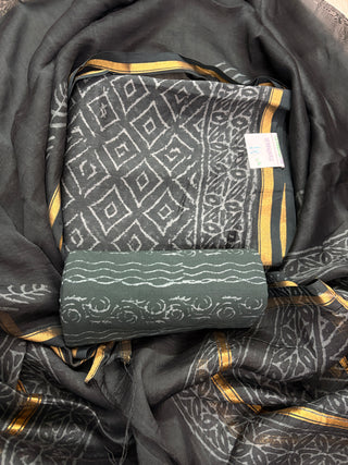 Handblock Chanderi Suit Material with Chanderi Dupatta
