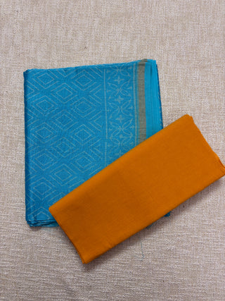 Handblock Chanderi Suit Material with Chanderi Dupatta