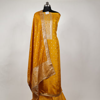 Yellow Color Party Wear Dola Silk Suit Fabric and banarasi dupatta