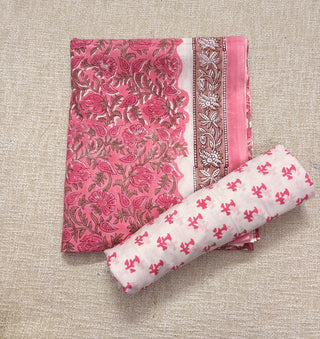 Premium Cotton Handblock Suit fabric with Chiffon Dupatta