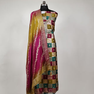 Party Wear Silk Suit Fabric and silk dupatta