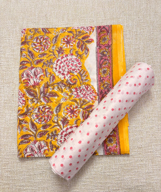 Premium Cotton Handblock Suit fabric with Chiffon Dupatta