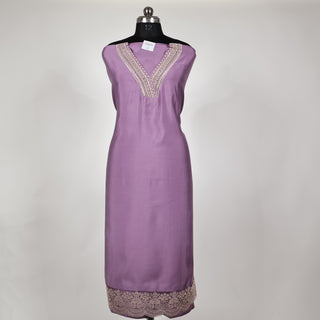 Mauve Party Wear Designer Suit fabric with lace work on bottom