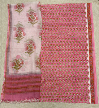 Cotton Handblock Office Wear Suit fabric with Kota Doria Dupatta