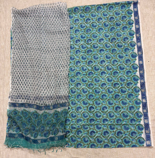 Premium Cotton Block Print Office Wear Suit fabric with Kota Doria Dupatta (44 inch width) and Heavy Bottom