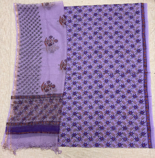 Cotton Handblock Office Wear Suit fabric with Kota Doria Dupatta