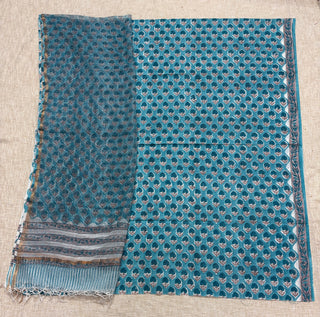 Cotton Handblock Office Wear Suit fabric with Kota Doria Dupatta