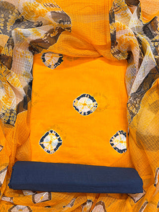 Cotton Handblock Office Wear Suit fabric with Kota Doria Dupatta