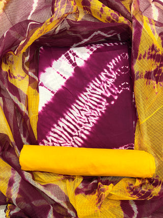 Cotton Handblock Office Wear Suit fabric with Kota Doria Dupatta