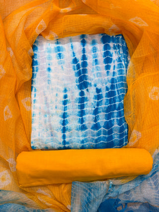 Cotton Handblock Office Wear Suit fabric with Kota Doria Dupatta