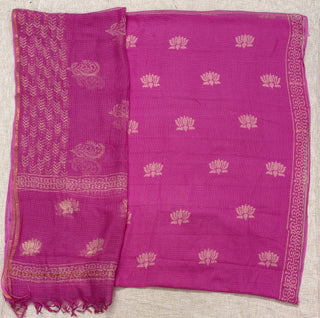 Hand block kota doria suit set for office wear