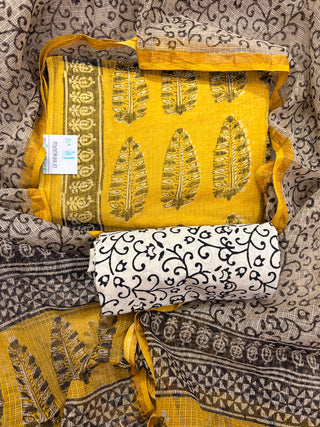 Ajrakh Hand block kota doria suit set for office wear