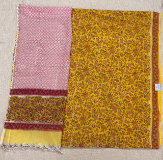 Hand block kota doria suit set for office wear