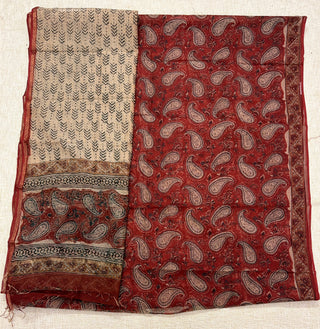 Red Hand block kota doria suit set for office wear