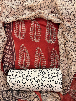 Ajrakh Hand block Kota Doria Suit set for office wear