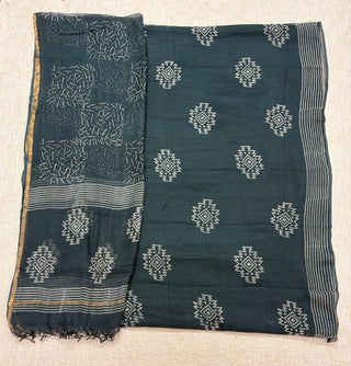 Hand block kota doria suit set for office wear