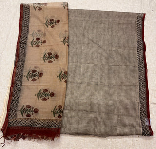 Hand block kota doria suit set for office wear