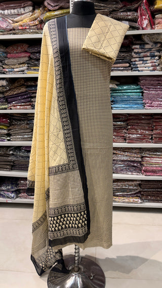Handblock Cotton Suit Material with Cotton Dupatta