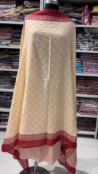 Handblock Cotton Suit Material with Cotton Dupatta