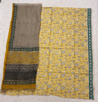 Cotton Handblock Office Wear Suit fabric with Kota Doria Dupatta