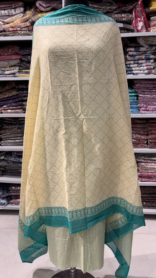 Handblock Cotton Suit Material with Cotton Dupatta