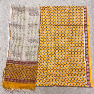 Cotton Handblock Office Wear Suit fabric with Kota Doria Dupatta