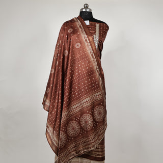 Brown Maheshwari Silk Office Wear Designer Suit fabric with maheshwari silk dupatta