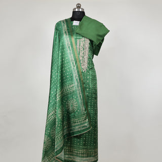 Green Maheshwari Silk Office Wear Designer Suit fabric with maheshwari silk dupatta