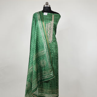 Green Maheshwari Silk Office Wear Designer Suit fabric with maheshwari silk dupatta