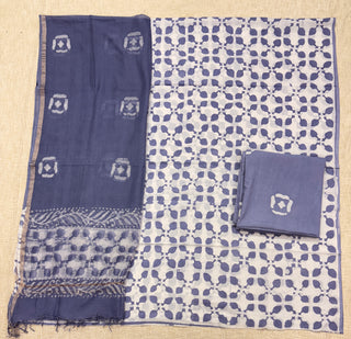 Cotton Handblock Office Wear Suit fabric with Kota Doria Dupatta
