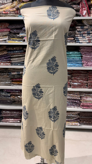 Handblock Cotton Suit Material with Cotton Dupatta