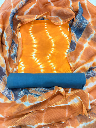 Cotton Handblock Office Wear Suit fabric with Kota Doria Dupatta