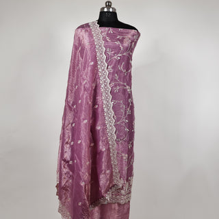 Mauve Crushed Shimmer Party Wear Designer Suit fabric with dupatta