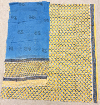 Premium Cotton Handblock Suit fabric with Chiffon Dupatta