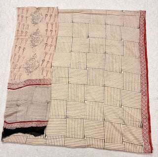 Premium Cotton Handblock Suit fabric with Chiffon Dupatta