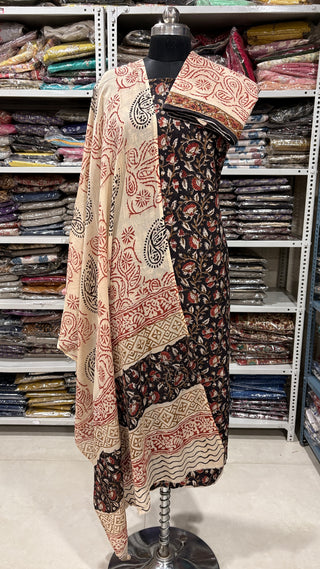 Handblock Cotton Suit Material with Cotton Dupatta